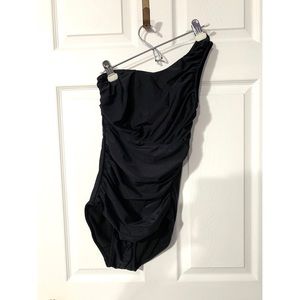 Black one shoulder swimsuit from Albion Fit